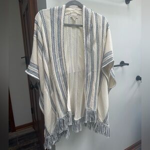 Lucky Brand Cream and Gray Striped Wrap